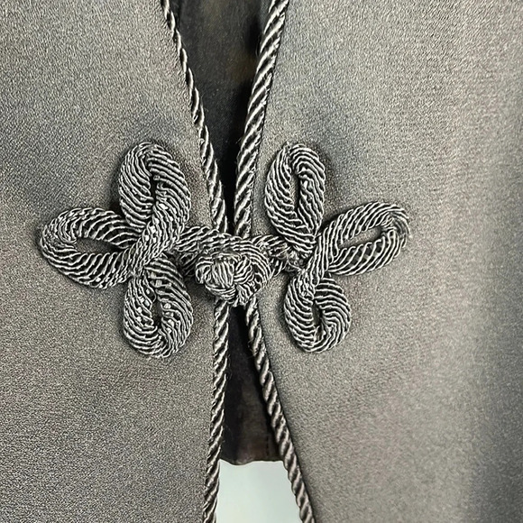 VINTAGE Michelle Monet Tailored Suit Vest Black Corded Appliqué Adjustable 14P - Picture 4 of 9